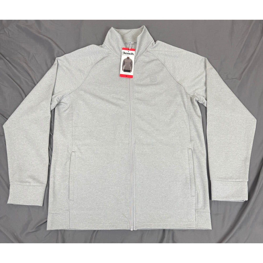 Bench Mens Full Zip Track Jacket Gray Heather Mock Neck Athletic Size M NWT